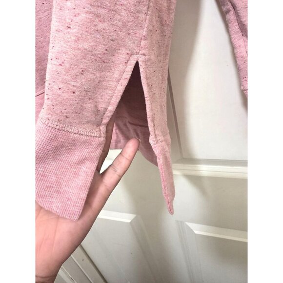 Athleta Pink Speckled Long Sleeve Sweatshirt With Side Slits & Thumb Holes Women - Picture 6 of 8